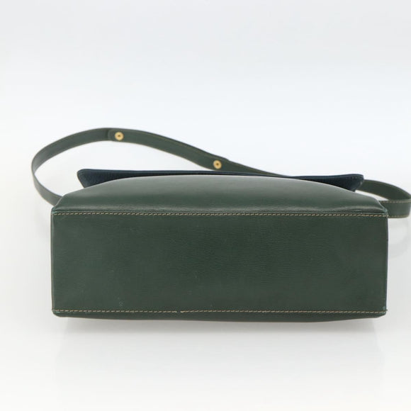 LOEWE Hand Bag Leather 2way Green Gold Auth ka3838A