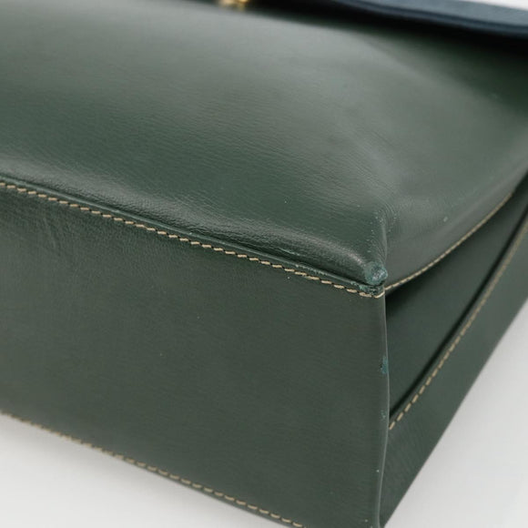 LOEWE Hand Bag Leather 2way Green Gold Auth ka3838A
