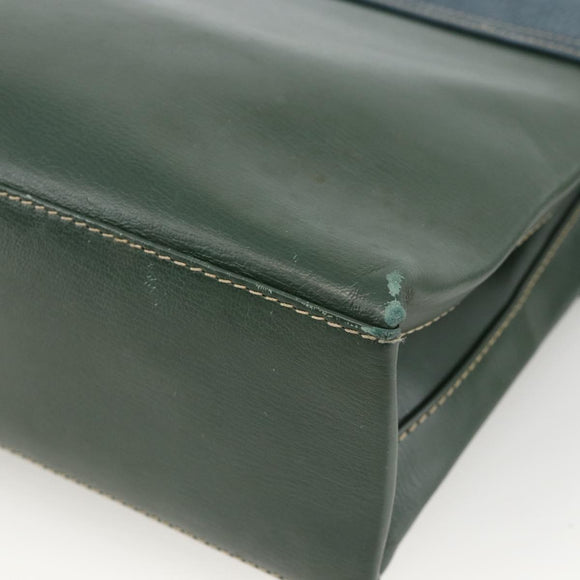 LOEWE Hand Bag Leather 2way Green Gold Auth ka3838A