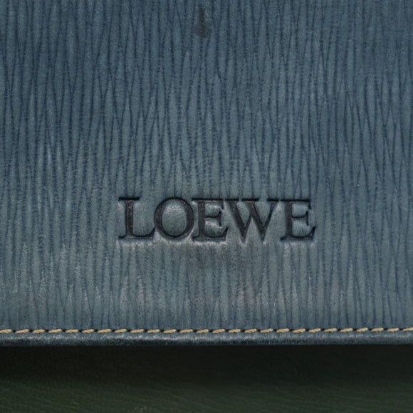LOEWE Hand Bag Leather 2way Green Gold Auth ka3838A