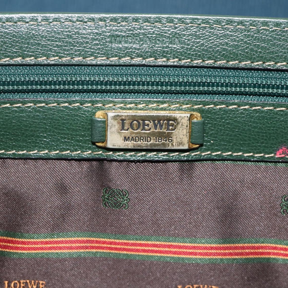 LOEWE Hand Bag Leather 2way Green Gold Auth ka3838A