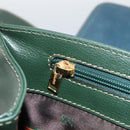 LOEWE Hand Bag Leather 2way Green Gold Auth ka3838A-23