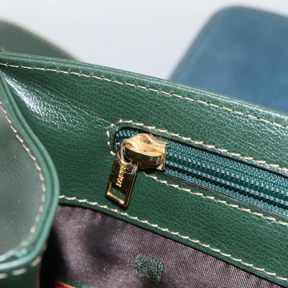 LOEWE Hand Bag Leather 2way Green Gold Auth ka3838A