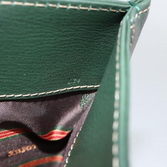 LOEWE Hand Bag Leather 2way Green Gold Auth ka3838A
