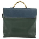 LOEWE Hand Bag Leather 2way Green Gold Auth ka3838A-2