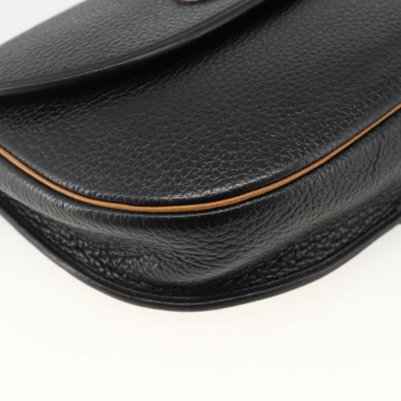 Christian Dior Shoulder Bag Leather Black Gold Auth ka3839A
