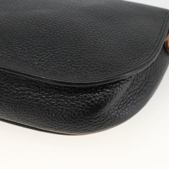 Christian Dior Shoulder Bag Leather Black Gold Auth ka3839A