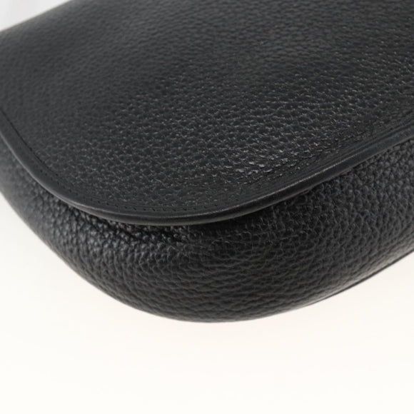 Christian Dior Shoulder Bag Leather Black Gold Auth ka3839A