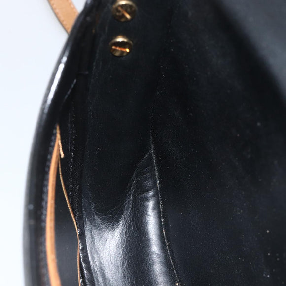 Christian Dior Shoulder Bag Leather Black Gold Auth ka3839A