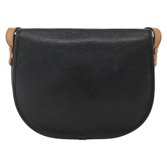 Christian Dior Shoulder Bag Leather Black Gold Auth ka3839A