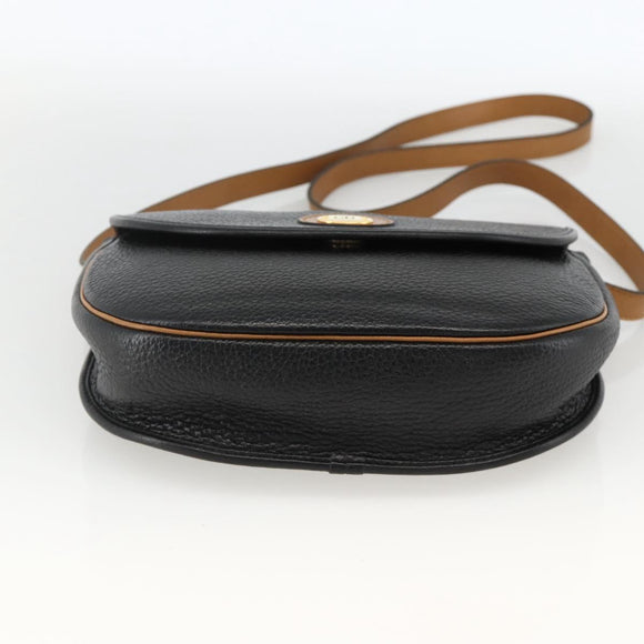 Christian Dior Shoulder Bag Leather Black Gold Auth ka3839A