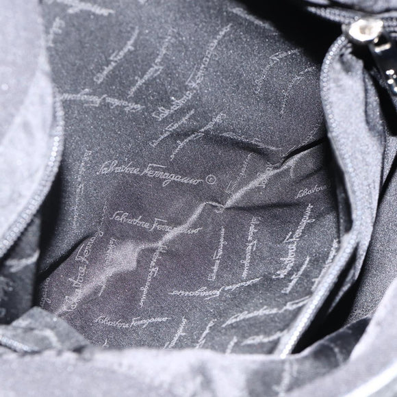 Salvatore Ferragamo Tote Bag Nylon Black Silver Auth ka3842