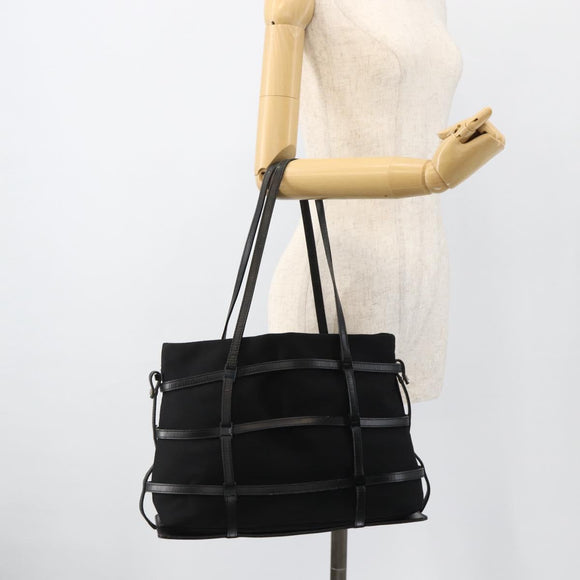 Salvatore Ferragamo Tote Bag Nylon Black Silver Auth ka3842