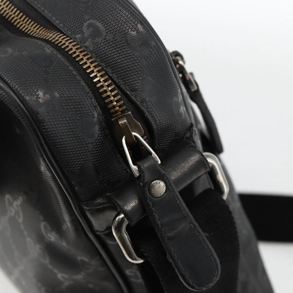GUCCI GG Implementation Shoulder Bag PVC Black Silver 201448 Auth ka3847