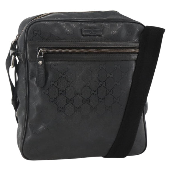 GUCCI GG Implementation Shoulder Bag PVC Black Silver 201448 Auth ka3847