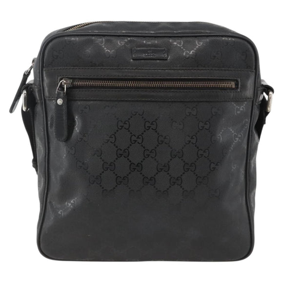 GUCCI GG Implementation Shoulder Bag PVC Black Silver 201448 Auth ka3847