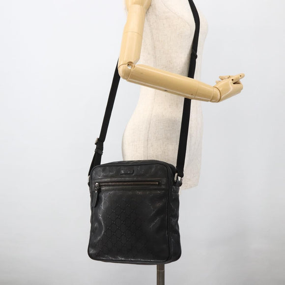 GUCCI GG Implementation Shoulder Bag PVC Black Silver 201448 Auth ka3847
