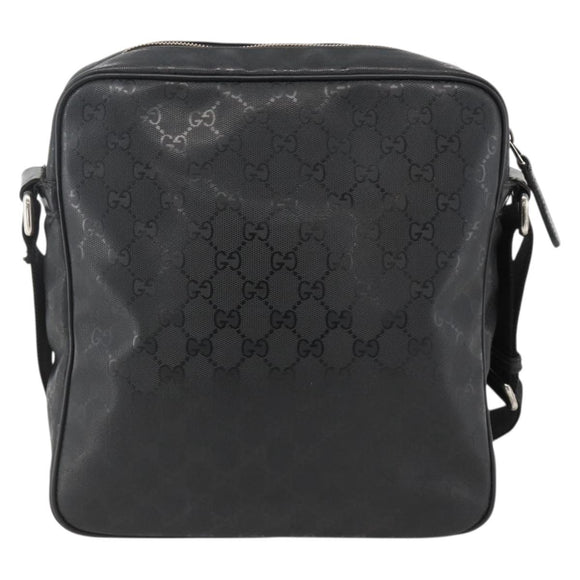 GUCCI GG Implementation Shoulder Bag PVC Black Silver 201448 Auth ka3847