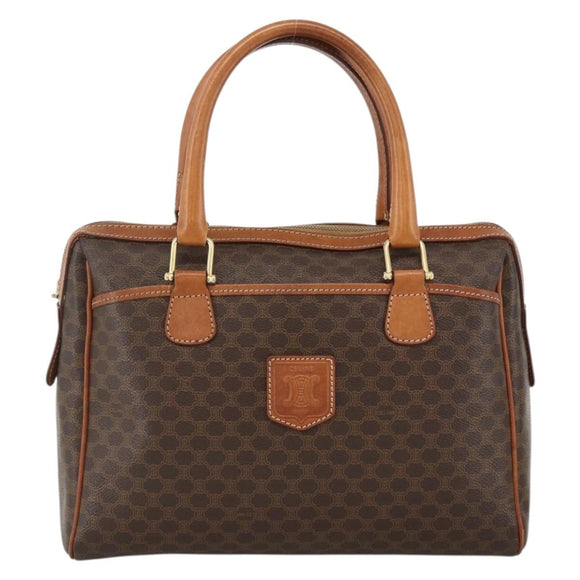 CELINE Macadam Canvas Hand Bag PVC 2 Set Brown Beige Auth ka3848