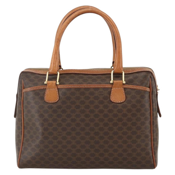 CELINE Macadam Canvas Hand Bag PVC 2 Set Brown Beige Auth ka3848
