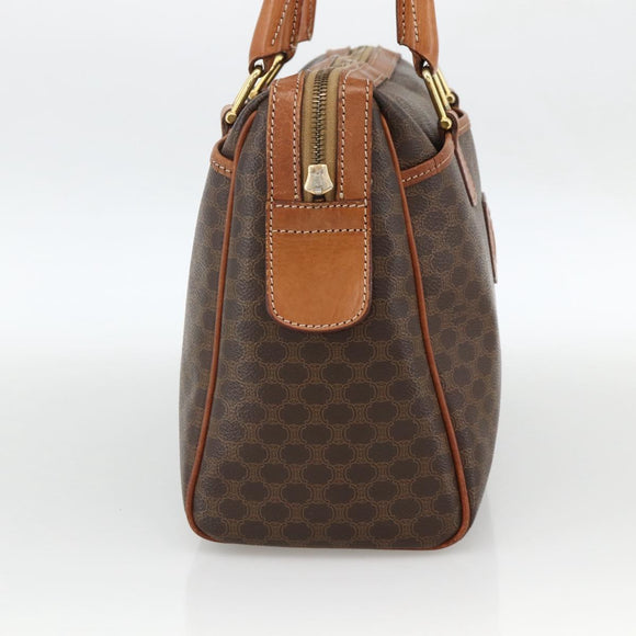 CELINE Macadam Canvas Hand Bag PVC 2 Set Brown Beige Auth ka3848