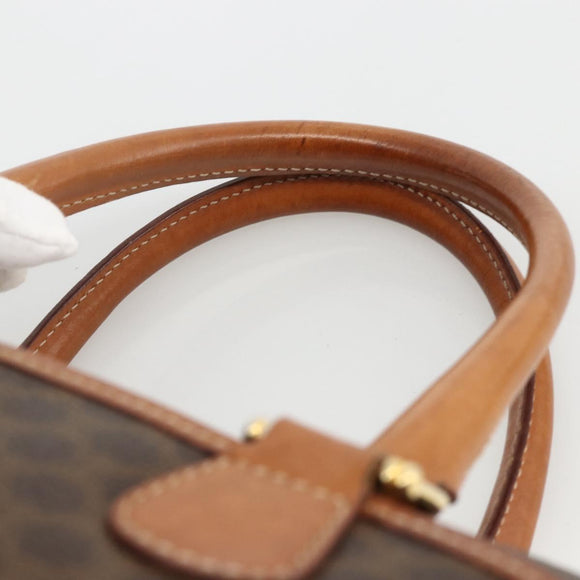 CELINE Macadam Canvas Hand Bag PVC 2 Set Brown Beige Auth ka3848