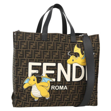 FENDI Pokemon Dragonite Fragment Zucca Canvas Bag 2way Black Brown Auth ka3850SM