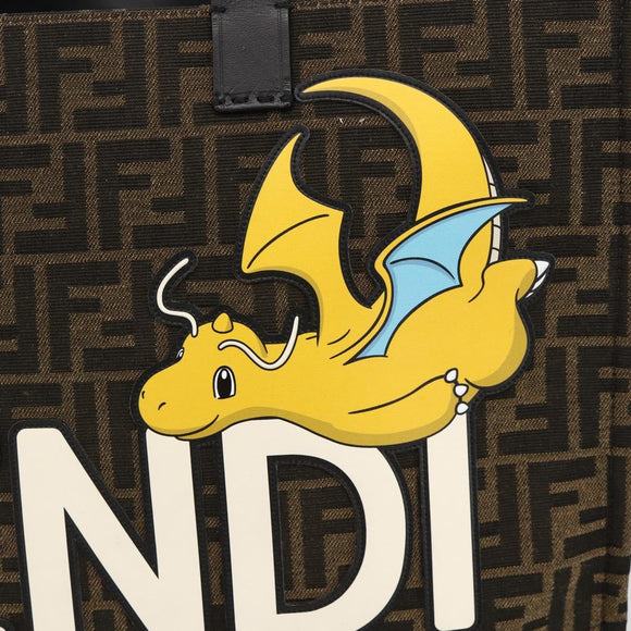 FENDI Pokemon Dragonite Fragment Zucca Canvas Bag 2way Black Brown Auth ka3850SM