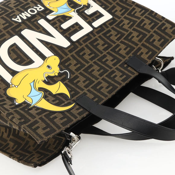 FENDI Pokemon Dragonite Fragment Zucca Canvas Bag 2way Black Brown Auth ka3850SM