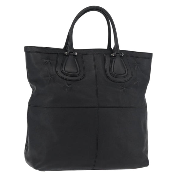 GIVENCHY Hand Bag Leather Black Silver Auth ka3852A