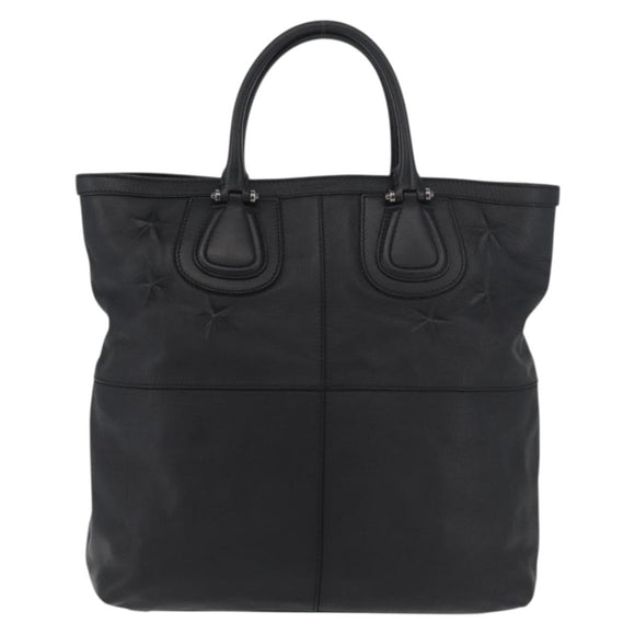 GIVENCHY Hand Bag Leather Black Silver Auth ka3852A