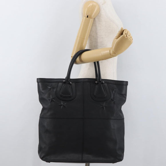 GIVENCHY Hand Bag Leather Black Silver Auth ka3852A