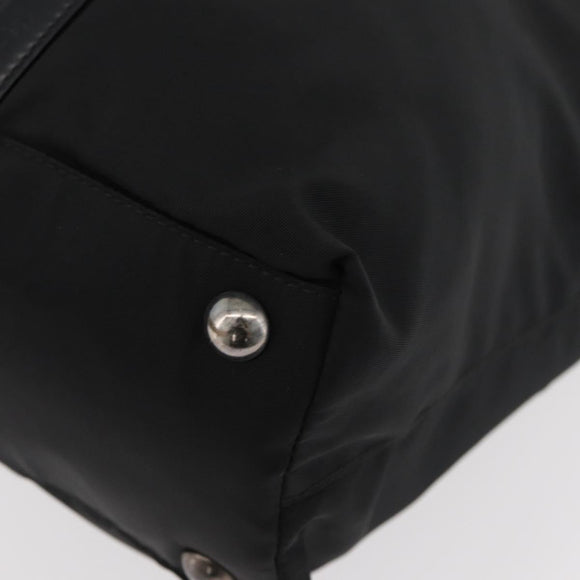 PRADA Hand Bag Nylon Leather 2way Black Silver Auth ka3854