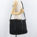 PRADA Hand Bag Nylon Leather 2way Black Silver Auth ka3854-25