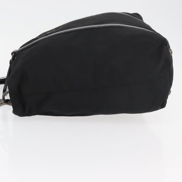 PRADA Hand Bag Nylon Leather 2way Black Silver Auth ka3854