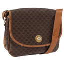 CELINE Macadam Canvas Shoulder Bag PVC Leather Brown Gold Auth ka3857-1