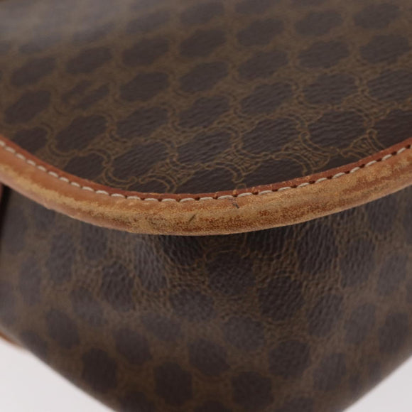 CELINE Macadam Canvas Shoulder Bag PVC Leather Brown Gold Auth ka3857