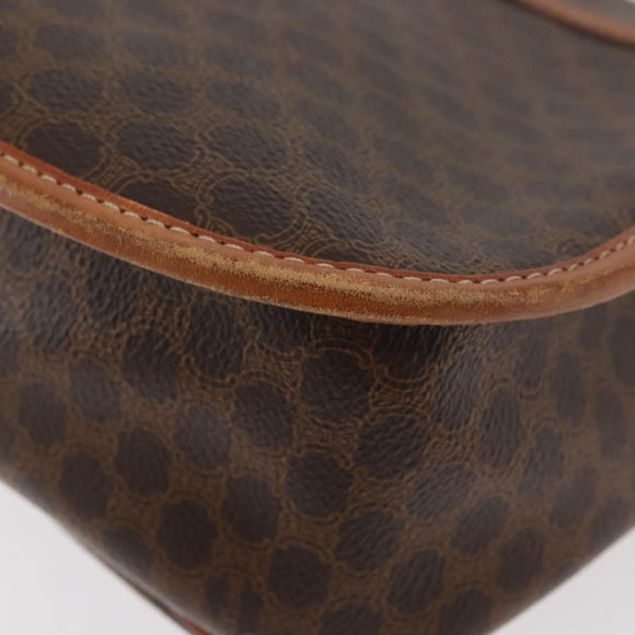 CELINE Macadam Canvas Shoulder Bag PVC Leather Brown Gold Auth ka3857