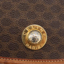 CELINE Macadam Canvas Shoulder Bag PVC Leather Brown Gold Auth ka3857-18
