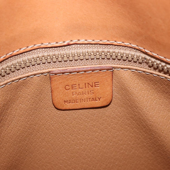 CELINE Macadam Canvas Shoulder Bag PVC Leather Brown Gold Auth ka3857