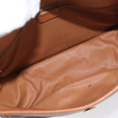 CELINE Macadam Canvas Shoulder Bag PVC Leather Brown Gold Auth ka3857-11