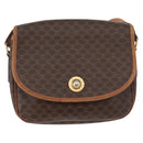 CELINE Macadam Canvas Shoulder Bag PVC Leather Brown Gold Auth ka3857-13
