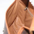 CELINE Macadam Canvas Shoulder Bag PVC Leather Brown Gold Auth ka3857-21