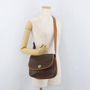 CELINE Macadam Canvas Shoulder Bag PVC Leather Brown Gold Auth ka3857-24