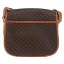 CELINE Macadam Canvas Shoulder Bag PVC Leather Brown Gold Auth ka3857-2