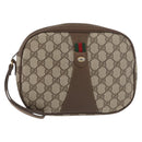 GUCCI GG Supreme Web Sherry Line Clutch Bag PVC Beige Gold 89 01 034 Auth ka3858-2