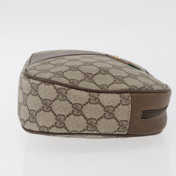 GUCCI GG Supreme Web Sherry Line Clutch Bag PVC Beige Gold 89 01 034 Auth ka3858