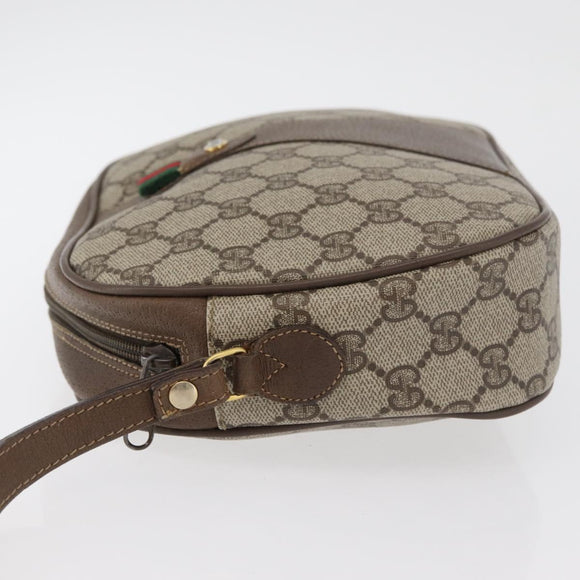 GUCCI GG Supreme Web Sherry Line Clutch Bag PVC Beige Gold 89 01 034 Auth ka3858