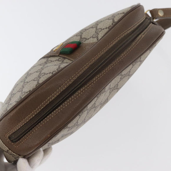 GUCCI GG Supreme Web Sherry Line Clutch Bag PVC Beige Gold 89 01 034 Auth ka3858