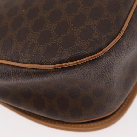 CELINE Macadam Canvas Shoulder Bag PVC Leather Brown Gold Auth ka3859